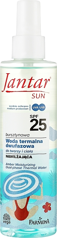 Moisturizing Two-Phase Amber Thermal Water - Farmona Jantar Sun SPF 25 — photo N1