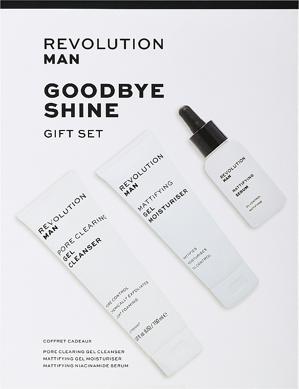 Set - Revolution Skincare Man Goodbye Shine Gift Set (f/ser/30ml + f/clean gel/150ml + f/gel/75ml) — photo N2