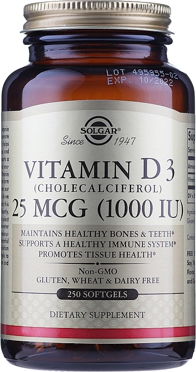 Vitamin D Dietary Supplement - Solgar Vitamin D3 1000 IU Cholekacyferol — photo N3