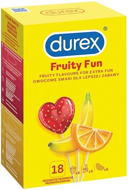 Condoms, 18 pcs - Durex Fruity Fun — photo N1