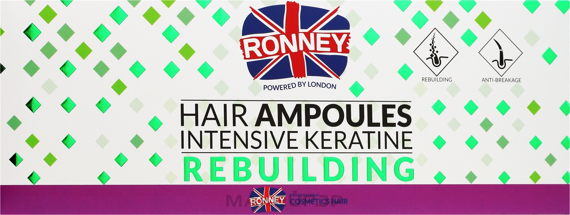 Rebuilding Ampoules for Dry & Damaged Hair - Ronney Hair Ampoules Intensive Keratine Rebuilding — photo 12 x 10 ml
