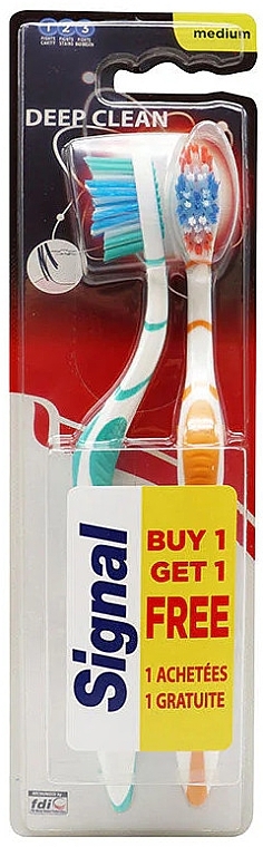 Toothbrush Set, medium hard, turquoise+orange - Signal Deep Clean Medium Toothbrush Pack — photo N1