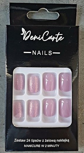 Light Purple Square Nail Tips, 24 pcs. - Deni Carte Nails 7158 — photo N1