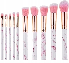 Fragrances, Perfumes, Cosmetics Marble Makeup Brush Set, 10 pcs., pink - Beauty Design