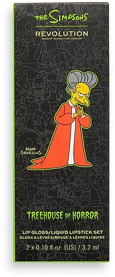 Lip Makeup Kit - Makeup Revolution The Simpsons Treehouse of Horror Lip Set Vampire Mr. Burns (lipgloss/3.2ml + lipstick/3.2ml) — photo N1