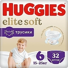 Elite Soft Pants Diapers, size 6, 15-25 kg, 32 pcs. - Huggies — photo N1