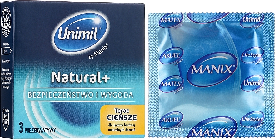 Condoms, 3 pcs - Unimil Natural — photo N1