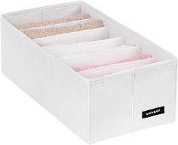 Storage Organiser with 6 Compartments 'Home', white 30x15x10 cm - MAKEUP Drawer Underwear Organizer White — photo N1