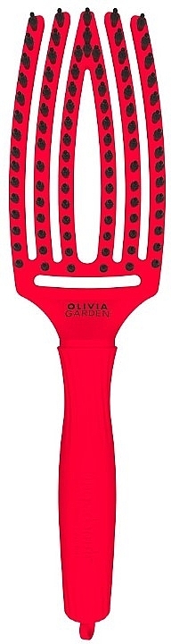 Hair Brush, red - Olivia Garden Finger Brush Amour Edition Passion Red — photo N1
