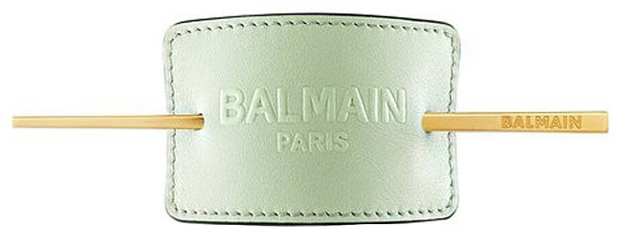 Hair Clip - Balmain Paris Hair Couture Pastel Green Embossed Hair Barrette SS20 — photo N1