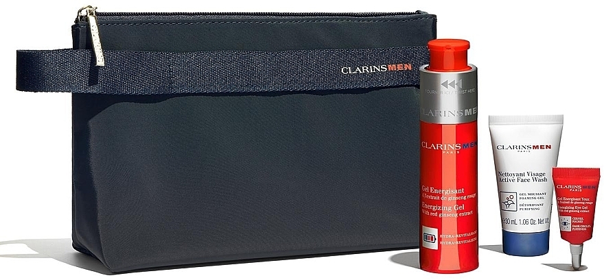 Set - Clarins Men (f/gel/50ml + eye/gel/3ml + f/wash/30ml + bag/1pcs) — photo N2