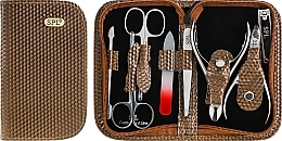 Fragrances, Perfumes, Cosmetics Manicure Set, 8 tools, brown lacquer, 77203G - SPL