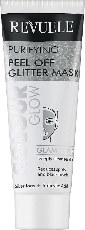 Silver Purifying Peel-Off Mask - Revuele Color Glow Glitter Mask Pell-Off Purifying — photo N1