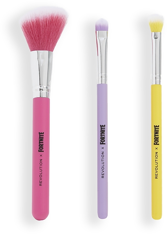 Makeup Brush Set, 3 pcs - Makeup Revolution X Fortnite Character Trio Brush Set — photo N2