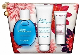 Fragrances, Perfumes, Cosmetics Set - Clarins Eau Ressourcante Collection (spray/100ml + b/cr/100ml + b/scr/30ml + bag)