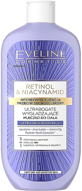 Body Lotion - Eveline Cosmetics Retinol & Niacynamid Ultra Rich Body Milk — photo N1