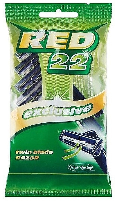 Disposable Razor, 5 pcs - Mattes Red 22 Exclusive Twin Blade Razor — photo N1