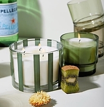 Scented Candle in Glass, 3 wicks - Paddywax Al Fresco Striped Glass Candle Misted Lime — photo N2