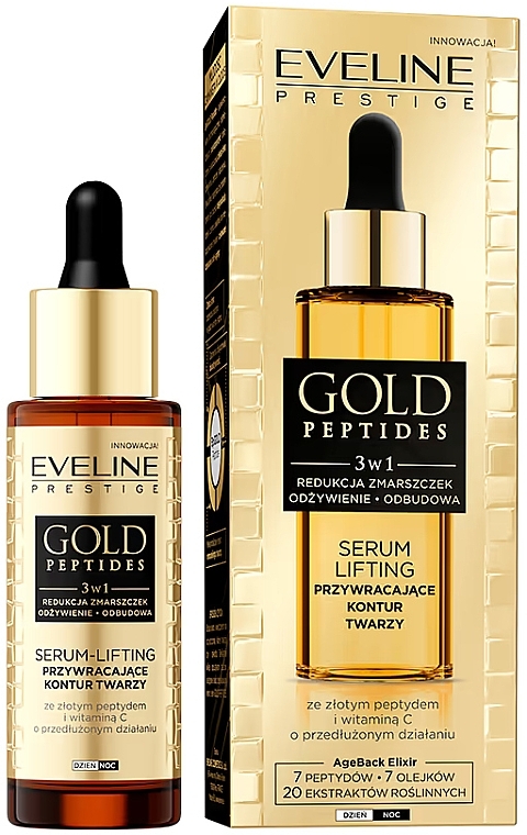 Face Serum - Eveline Cosmetics Gold Peptides Serum-Lifting — photo N2
