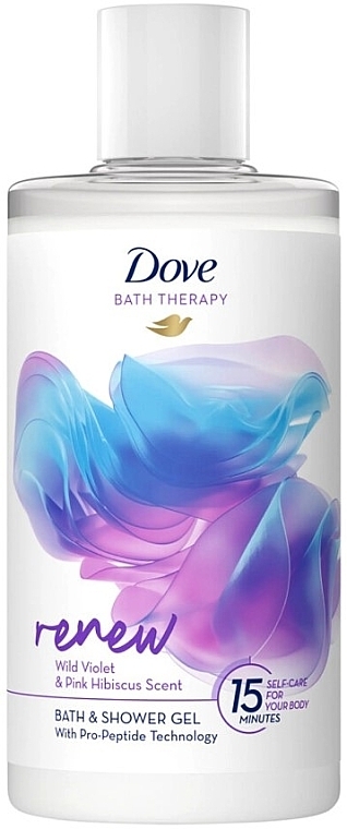 Bath & Shower Gel 'Violet & Hibiscus' - Dove Bath Therapy Renew Bath & Shower Gel Violet & Pink Hibiscus Scent — photo N1