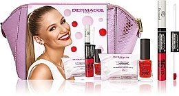 Set - Dermacol 16H Lip Colour (lip/gloss/4.3ml + n/polish/11ml + pads/20pcs + bag) — photo N5