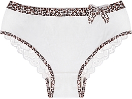 Cotton Panties with Lace, Leopard Trim, white - Moraj — photo N1