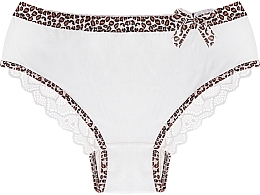 Fragrances, Perfumes, Cosmetics Cotton Panties with Lace, Leopard Trim, white - Moraj