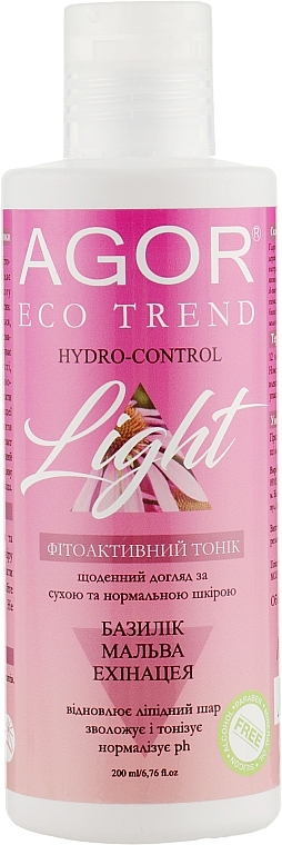 Phytoactive Tonic for Dry & Normal Skin - Agor Eco Trend Facial Tonic Light — photo N1