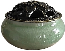 Ceramic Incense Burner with Cap, light green - Deni Carte — photo N1