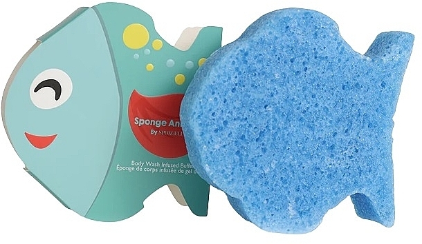 Kids Reusable Foaming Bath Sponge 'Fish' - Spongelle Animals Sponge Fish Body Wash Infused Buffer — photo N1