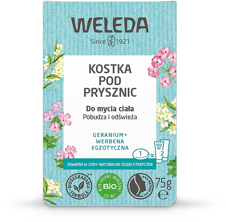 Shower Oil "Geranium & Litsea Cubeba" - Weleda Shower Bar Solid Body Wash Geranium+Litsea Cubeba — photo N1