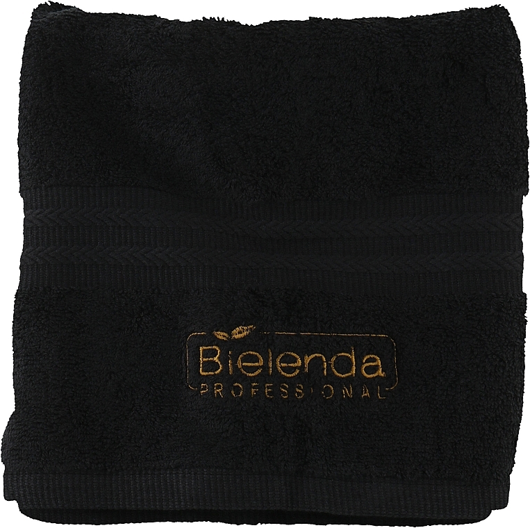 Branded Towel, black, 50x100 cm - Bielenda Professional Spa Terry Black Towel — photo N1