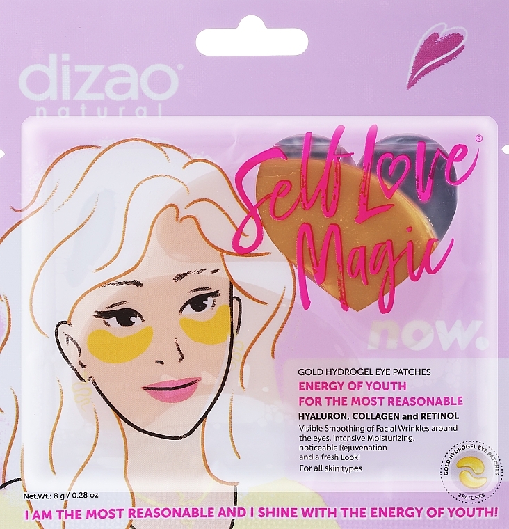 Hydrogel Eye Patches with Hyaluron, Collagen & Retinol - Dizao Self Love Magic — photo N1