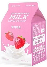 Fragrances, Perfumes, Cosmetics Brightening Sheet Mask "Strawberry" - A'Pieu Milk One-Pack Brightening Strawberry