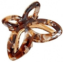 Butterfly Hair Clip SP237BR, brown mother-of-pearl - Ecarla — photo N1