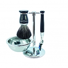 Fragrances, Perfumes, Cosmetics Shaving Set - Edwin Jagger Imitation Ebony 4 Piece Fusion Set Black Synthetic