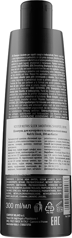 Shampoo for Curly & Unruly Hair - Koster Nutris Sleek Shampoo — photo N2