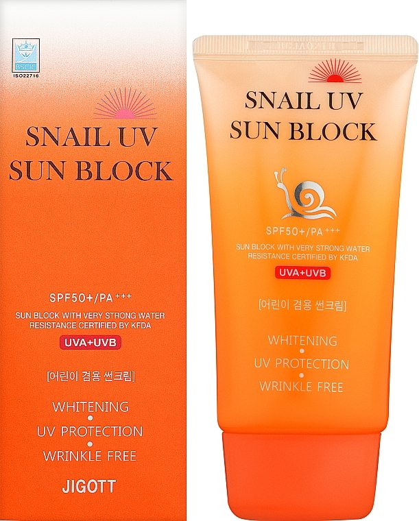 Sunscreen with Snail Mucin SPF 50+/PA+++ - Jigott Snail UV Sun Block SPF 50+/PA+++ — photo N2