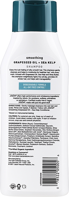 Sea Kelp Hair Shampoo - Jason Natural Cosmetics Smoothing Grapeseed Oil + Sea Kelp Shampoo — photo N4