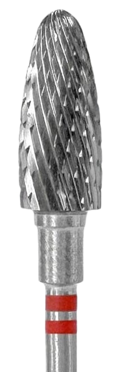 Left-handed Nail Drill Bit 'Corn', red, diameter 6 mm, working part 14 mm - Staleks Pro — photo N1