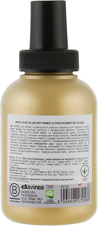 Volume & Structure Primer Spray - Davines More Inside — photo N2