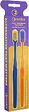 Fragrances, Perfumes, Cosmetics Toothbrush Set 'Premium 6580', 2 pcs, soft, blue and orange - Nordics Soft Toothbrush
