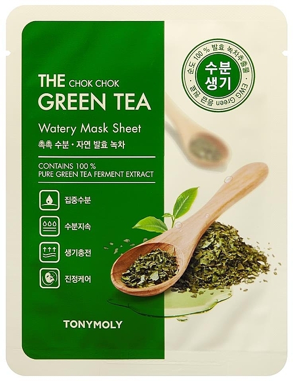 Soothing Green Tea Face Mask - Tony Moly The Chok Chok Green Tea Watery Mask Sheet — photo N1