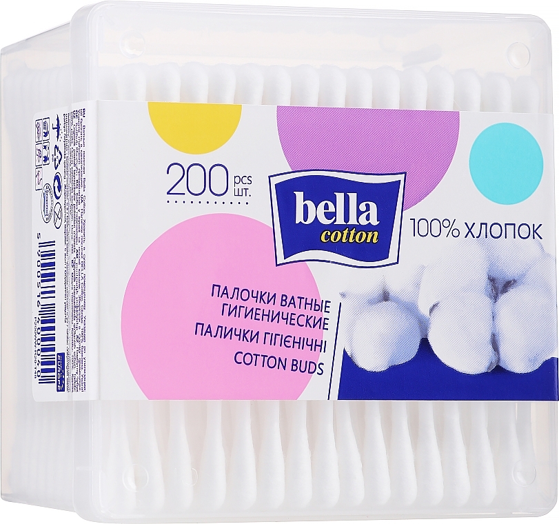 Rectangular Cotton Buds, 200 pcs - Bella — photo N3