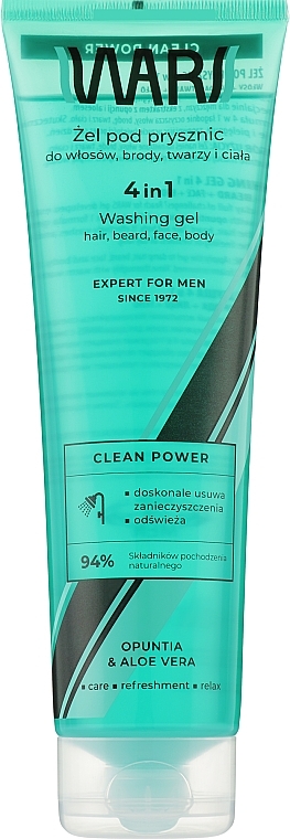 4-in-1 Hair, Beard, Face & Body Shower Gel - Miraculum Wars Washing Gel 4 In 1 Expert For Men Clean Power — photo N1