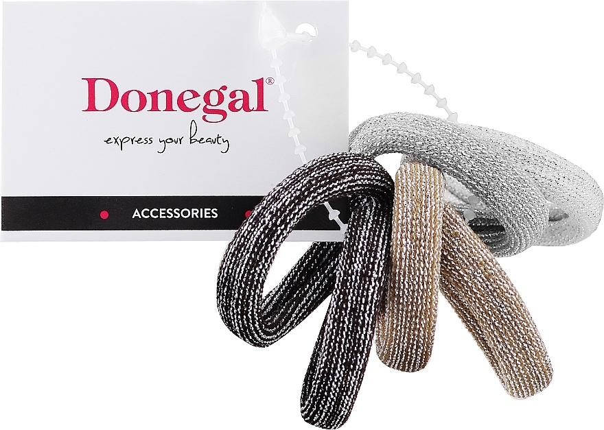 Hair Accessories Set 'Fashion Jewelry' FA-5623, dark brown, gray, mustard - Donegal — photo N1