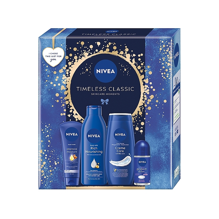 セット - NIVEA Timeless Classic (sh/gel/250ml + b/milk/250ml + h/cr/100ml + deo/50ml) — photo N1