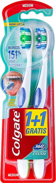 Whole Mouth Clean Toothbrush, medium - Colgate 360 Whole Mouth Clean Medium — photo N1