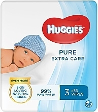 Baby Wet Wipes "Pure Extra Care 2+1", 3x56 pcs - Huggies — photo N1