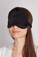 Natural Silk Sleep Mask with Pouch, black - de Lure Sleep Mask — photo N2